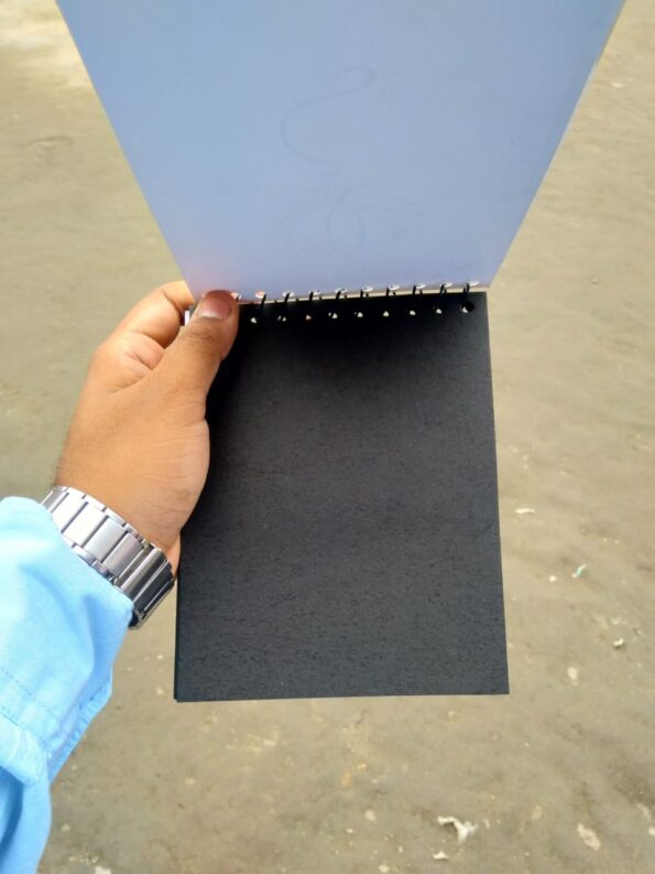 BLACK NOTEBOOK INSIDE
